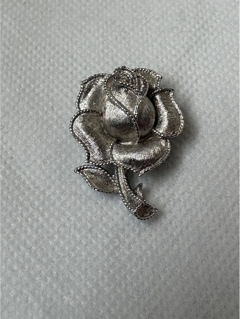 Vintage Silver Tone Rose Brooch Pin by Trifari, Approximately 1.5 Inches